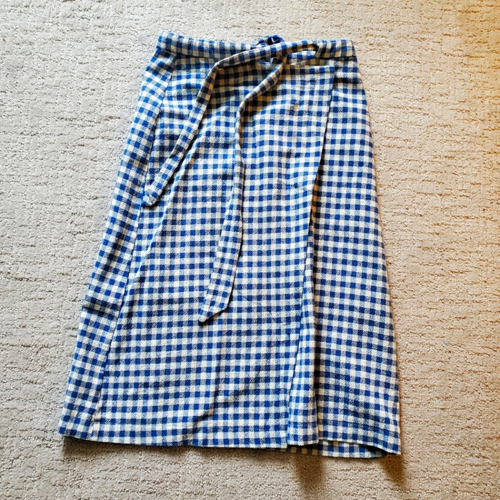 Blue and White Checkered Women's Skirt